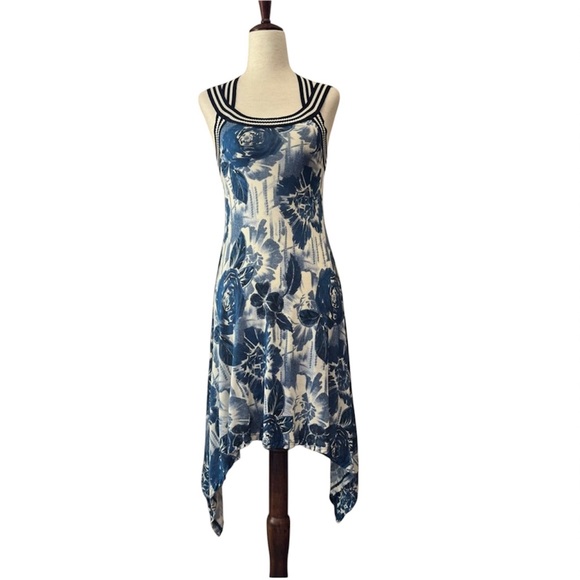 Jean Paul Gaultier Soleil Floral Blue Dress Medium
